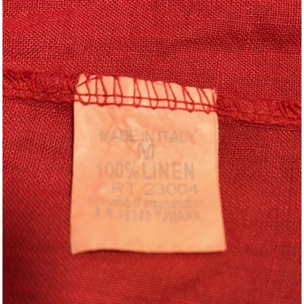 Women's Medium Red Linen Summer Dress Costal Summer Minimal - Picture 9 of 9